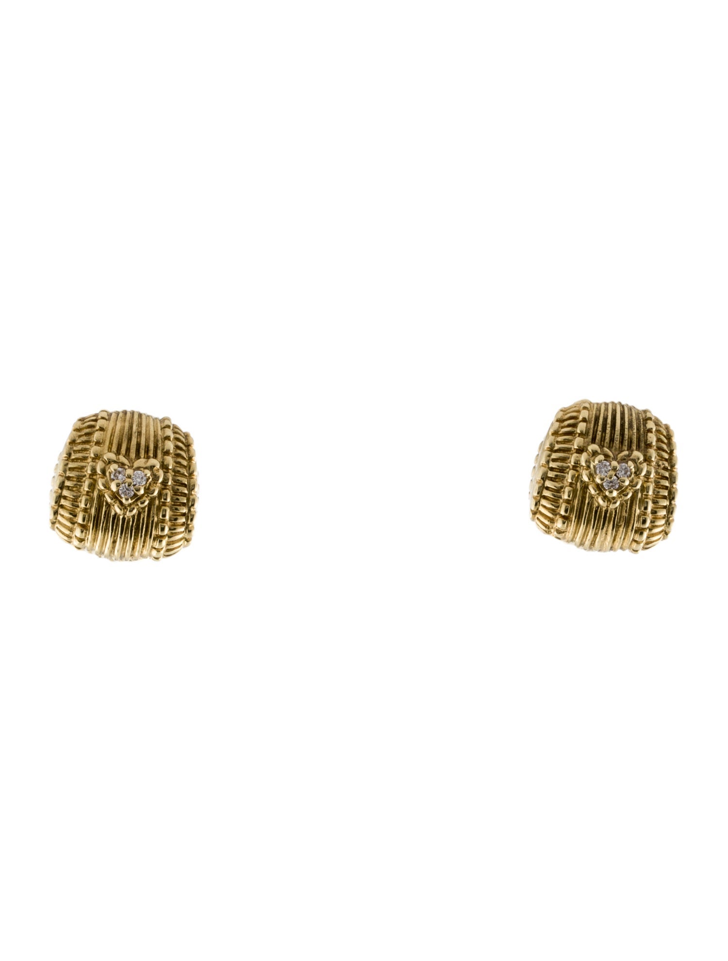 Judith Ripka 14K Diamond Heart Earclip Earrings