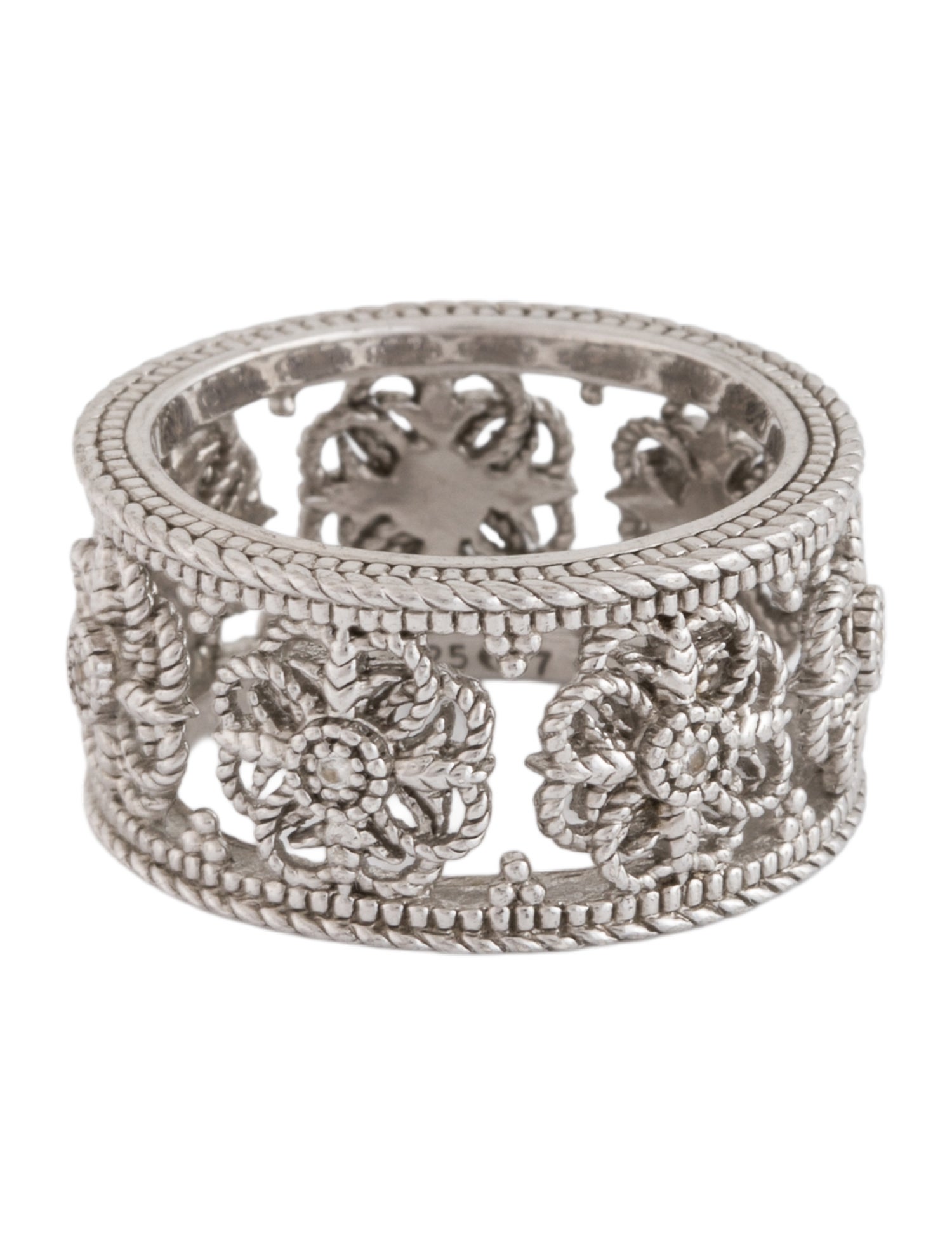 Judith Ripka Sapphire Fleur Wide Band