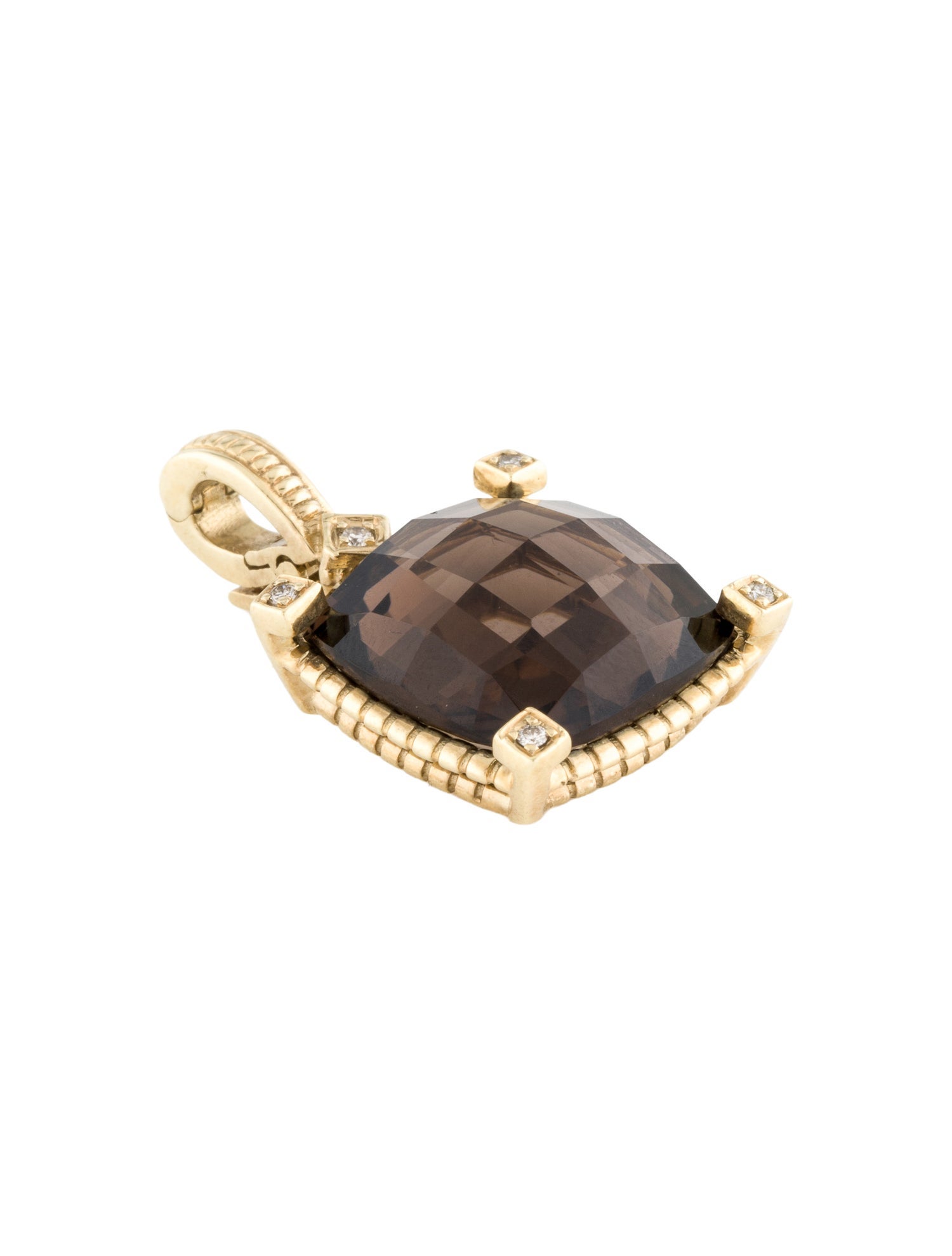 Judith Ripka 14K Smoky Quartz & Diamond Pendant