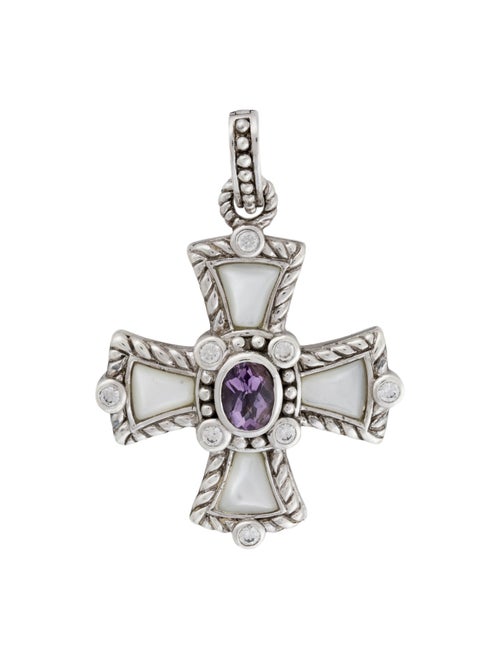 Judith Ripka Amethyst, Mother of Pearl & Cubic Zirconia Cross Pendant