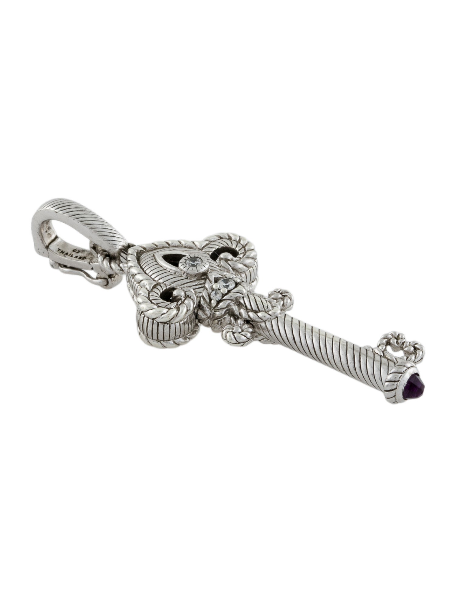 Judith Ripka Amethyst & Cubic Zirconia Key Pendant