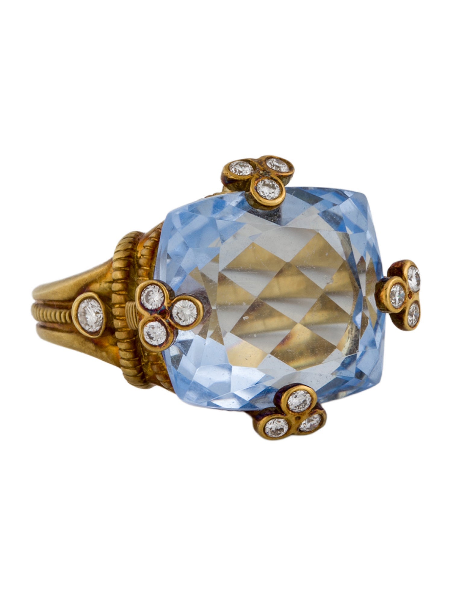 Judith Ripka 18K Synthetic Quartz & Diamond Cocktail Ring