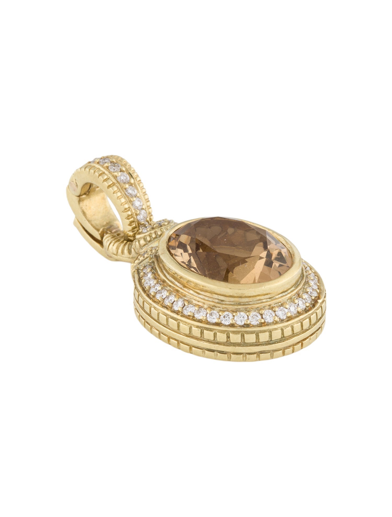 Judith Ripka 18K 5.75ct Citrine & Diamond Pendant