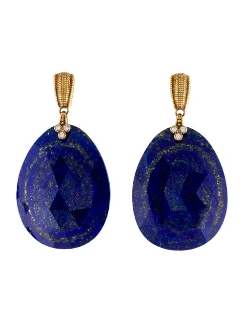 Judith Ripka 18K Lapis Lazuli & Diamond Drop Earclips