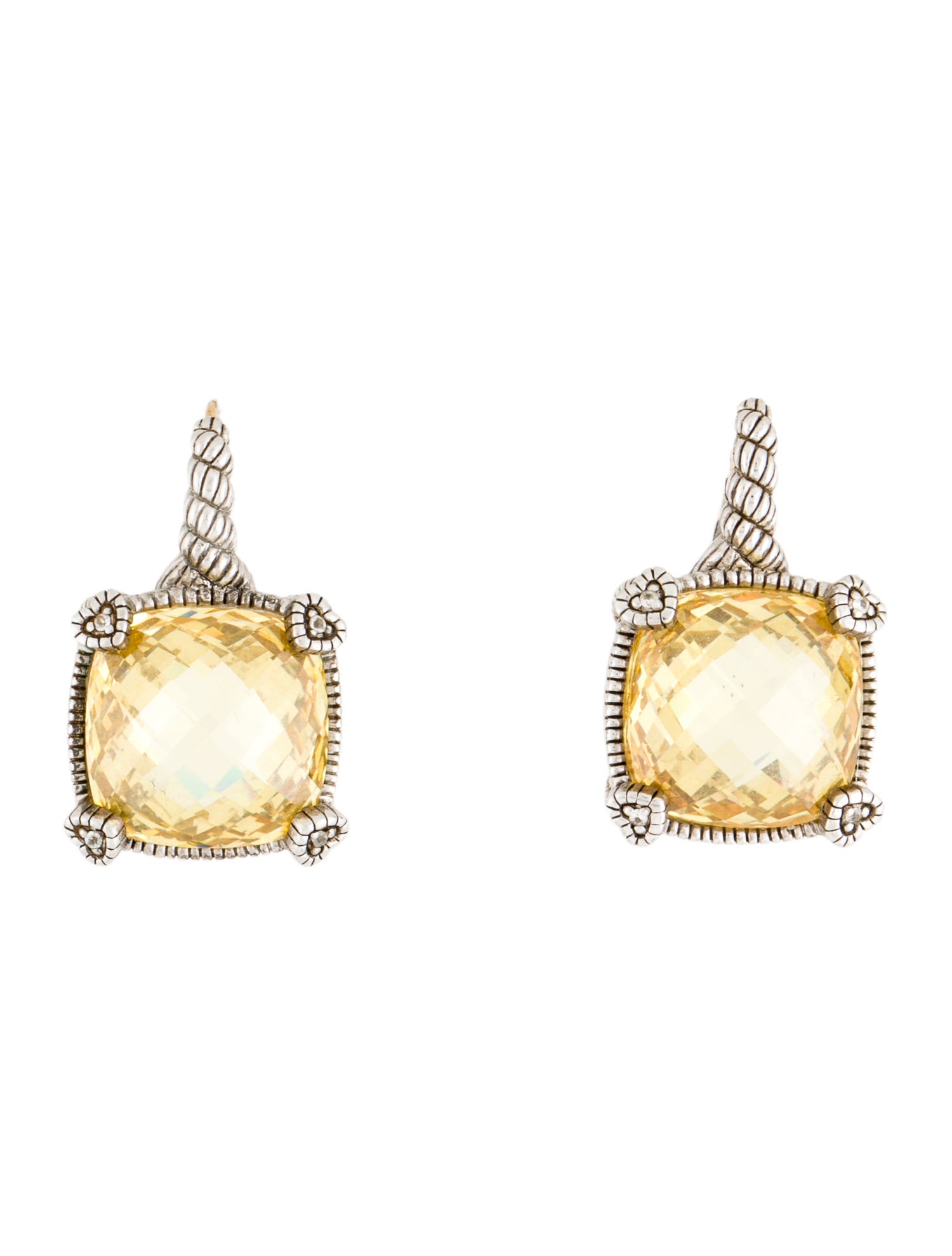 Judith Ripka Sapphire & Canary Crystal Drop Earrings