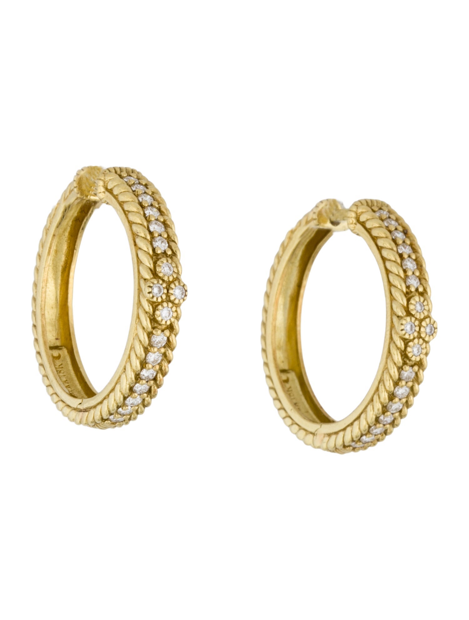 Judith Ripka 18K Diamond Hoop Earrings