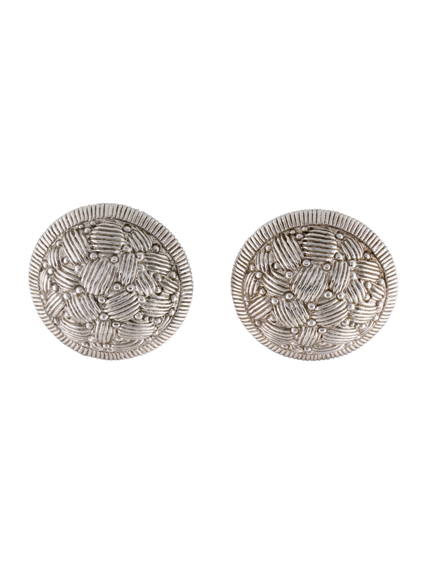 Judith Ripka Woven Button Earclip Earrings