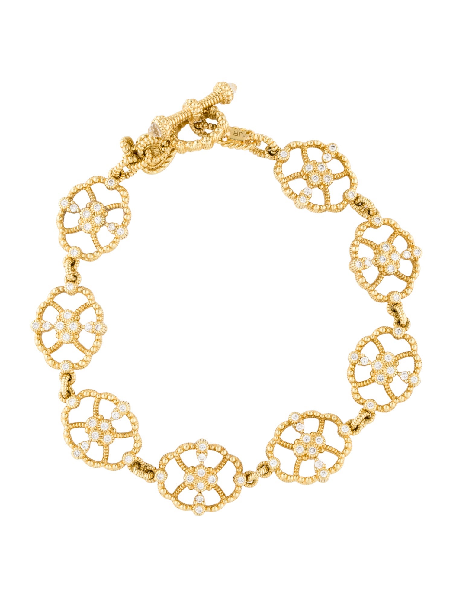 Judith Ripka 18K Diamond & Quartz Link Bracelet