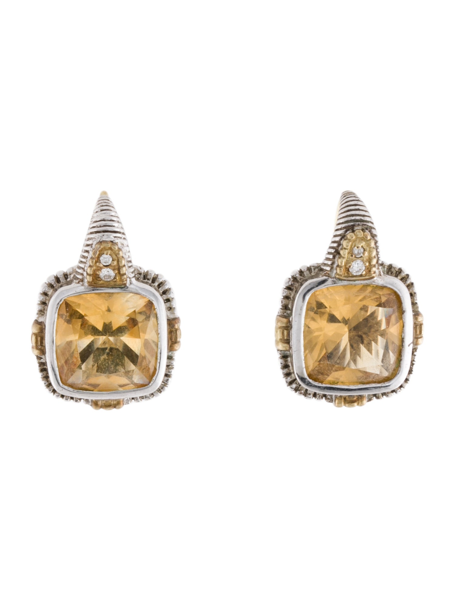 Judith Ripka Citrine & Diamond Drop Earrings