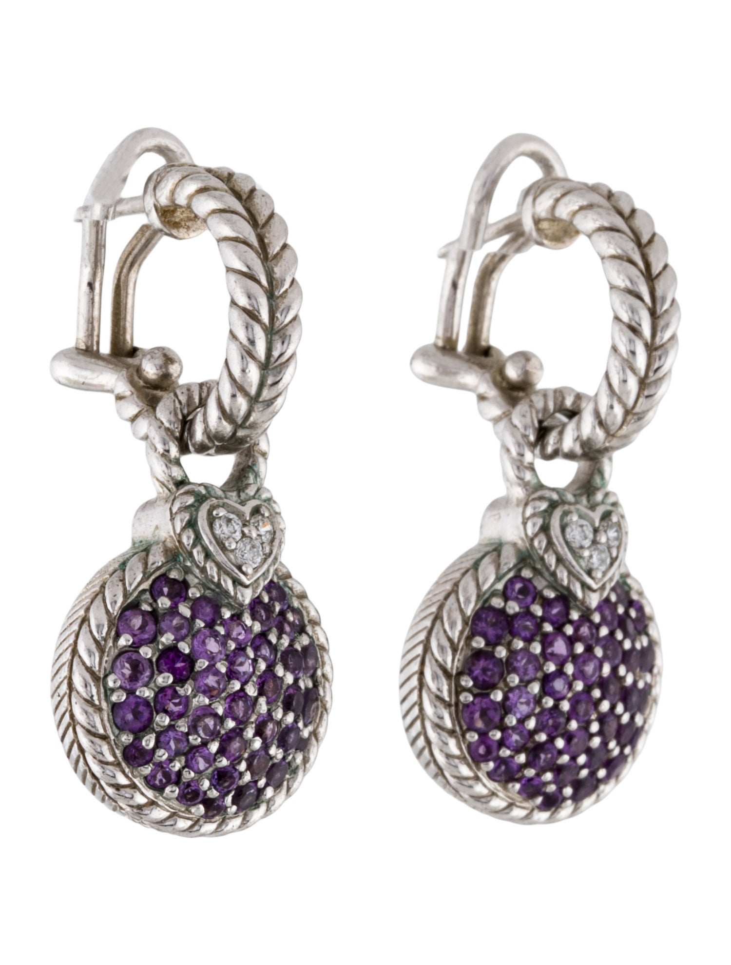 Judith Ripka Amethyst & Cubic Zirconia Drop Earrings