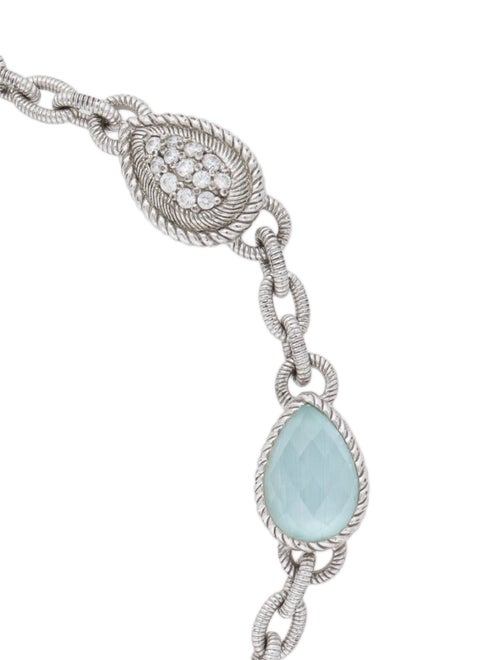 Judith Ripka Mother of Pearl & Quartz Doublet & Cubic Zirconia Station Bracelet