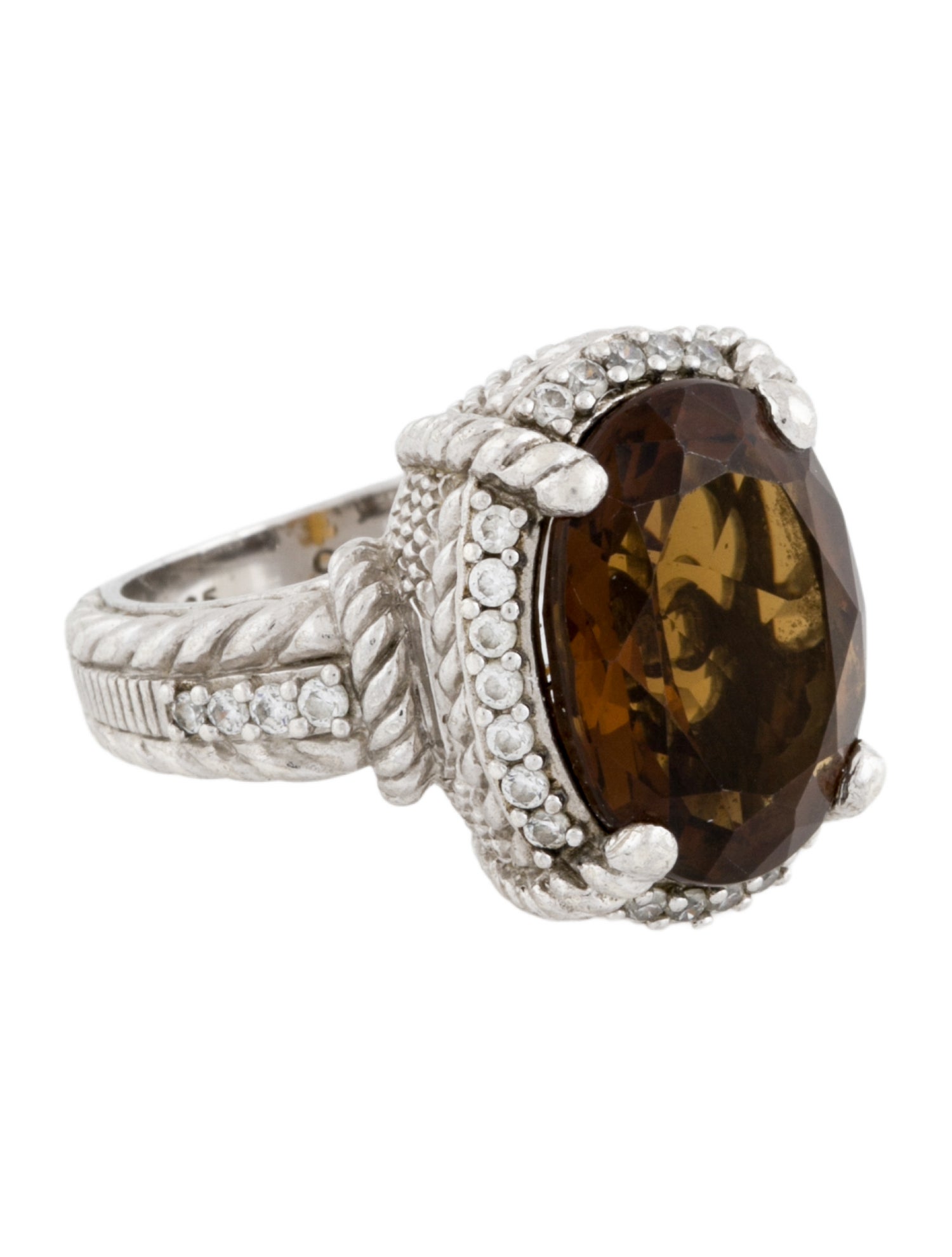 Judith Ripka Smoky Quartz & Cubic Zirconia Cocktail Ring