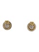 Judith Ripka Diamond Two-Tone Round Heart Stud Earrings