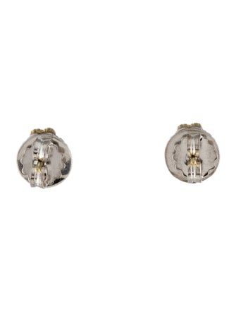 Judith Ripka Diamond Two-Tone Round Heart Stud Earrings