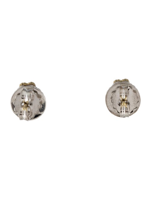 Judith Ripka Diamond Two-Tone Round Heart Stud Earrings