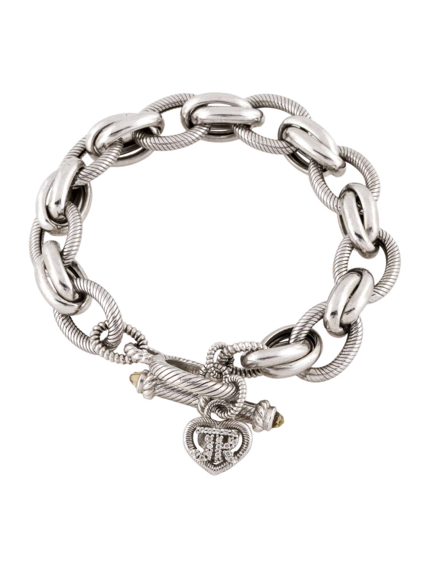 Judith Ripka Citrine & Cubic Zirconia Link Bracelet