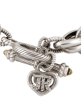 Judith Ripka Citrine & Cubic Zirconia Link Bracelet