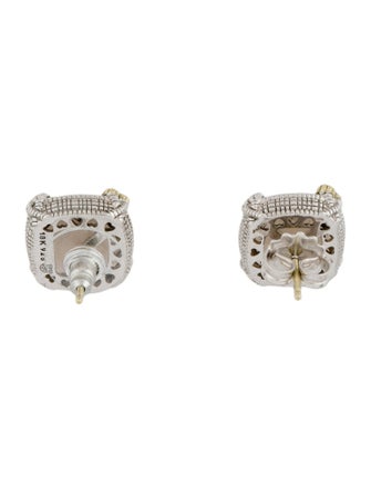 Judith Ripka Smoky Quartz & Diamond Stud Earrings