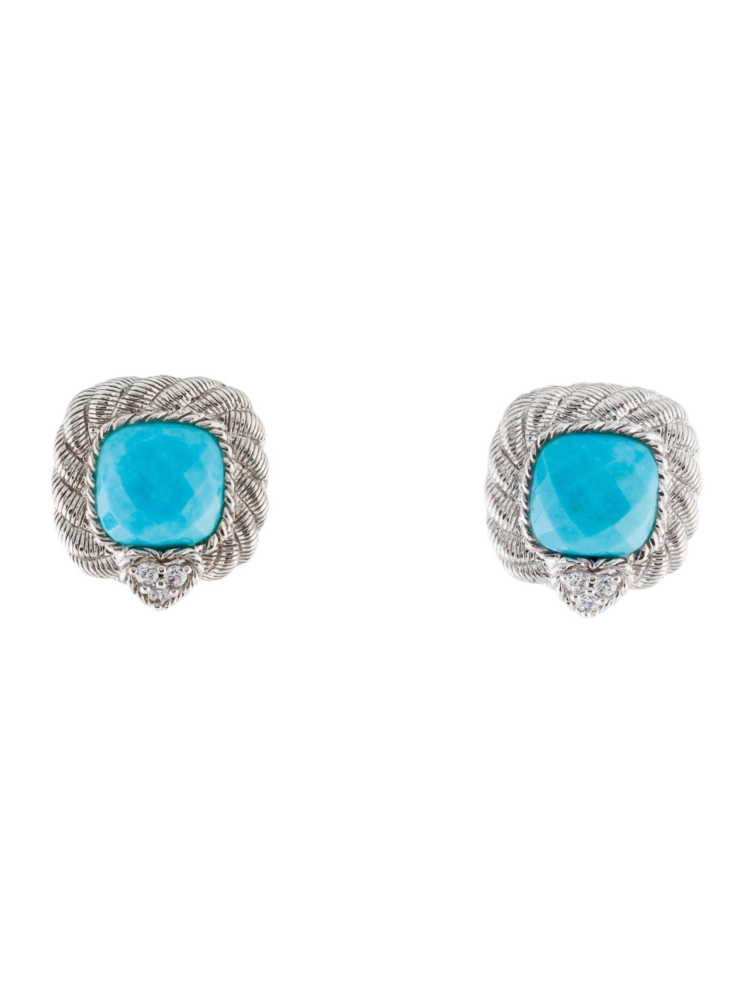 Judith Ripka Turquoise & Cubic Zirconia Earclips