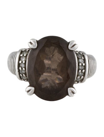 Judith Ripka Smoky Quartz & Cubic Zirconia Cocktail Ring