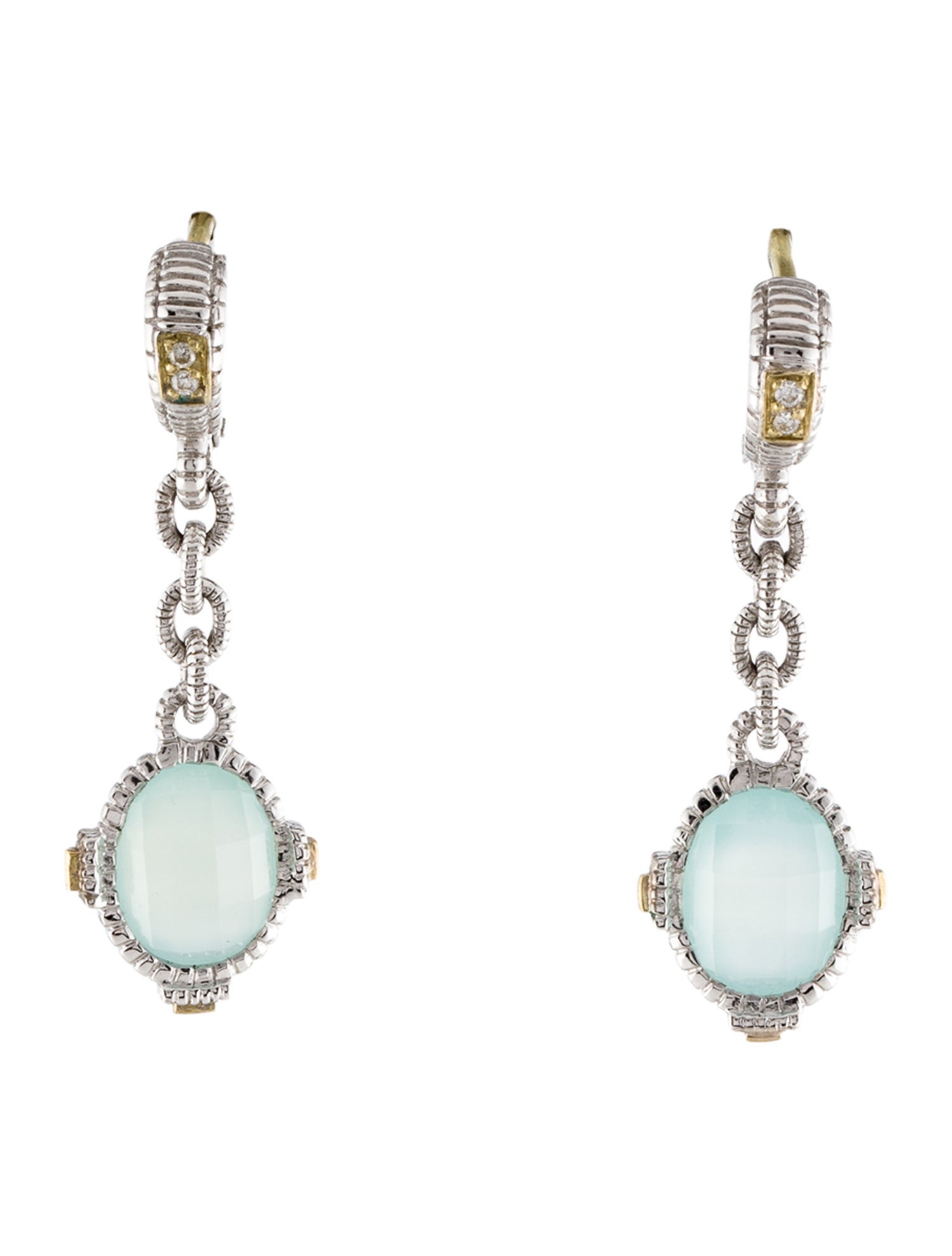 Judith Ripka Chalcedony & Diamond Drop Earrings