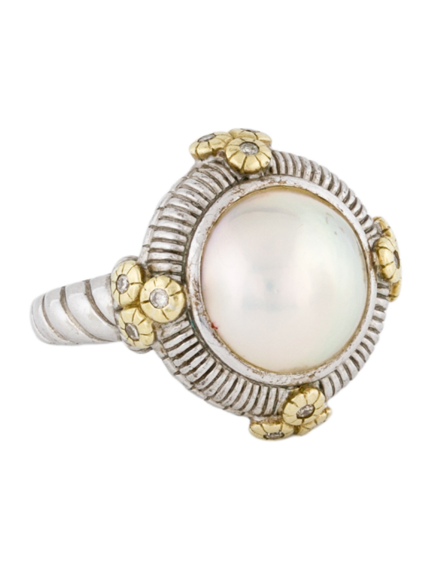 Judith Ripka Pearl & Diamond Cocktail Ring