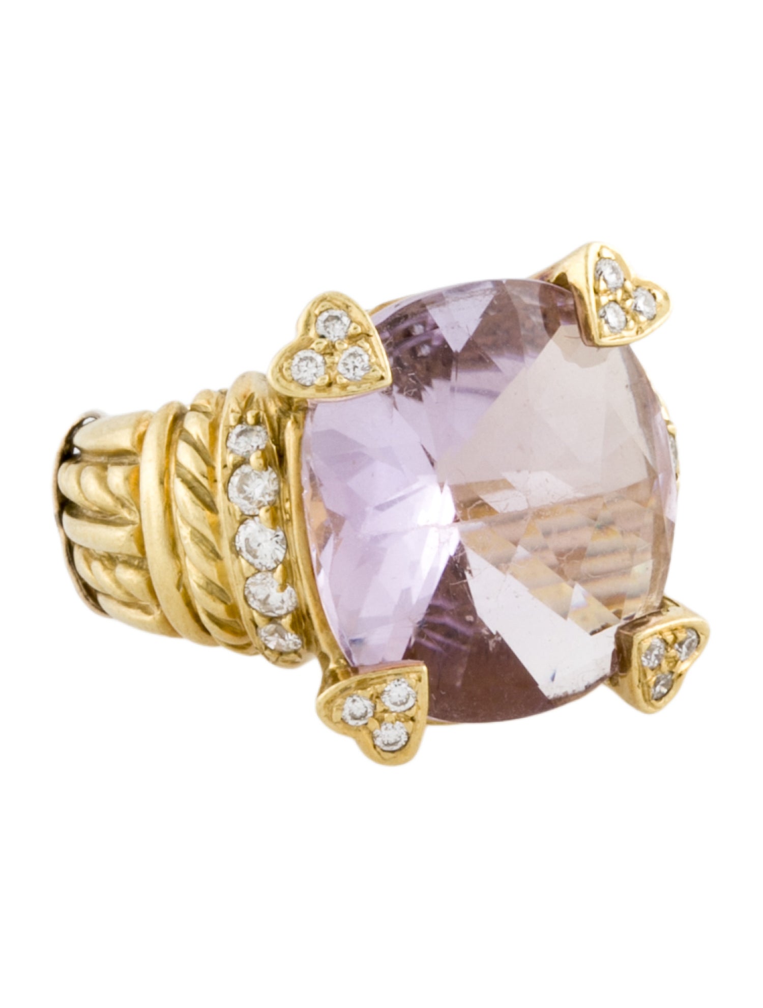 Judith Ripka 18K Diamond & Amethyst Heart Cocktail Ring