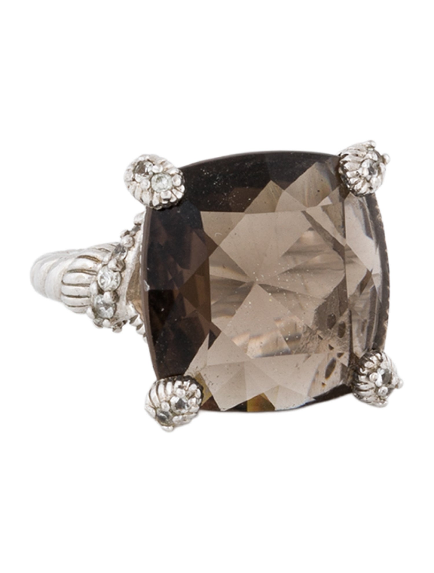 Judith Ripka Smoky Quartz & Sapphire Cocktail Ring