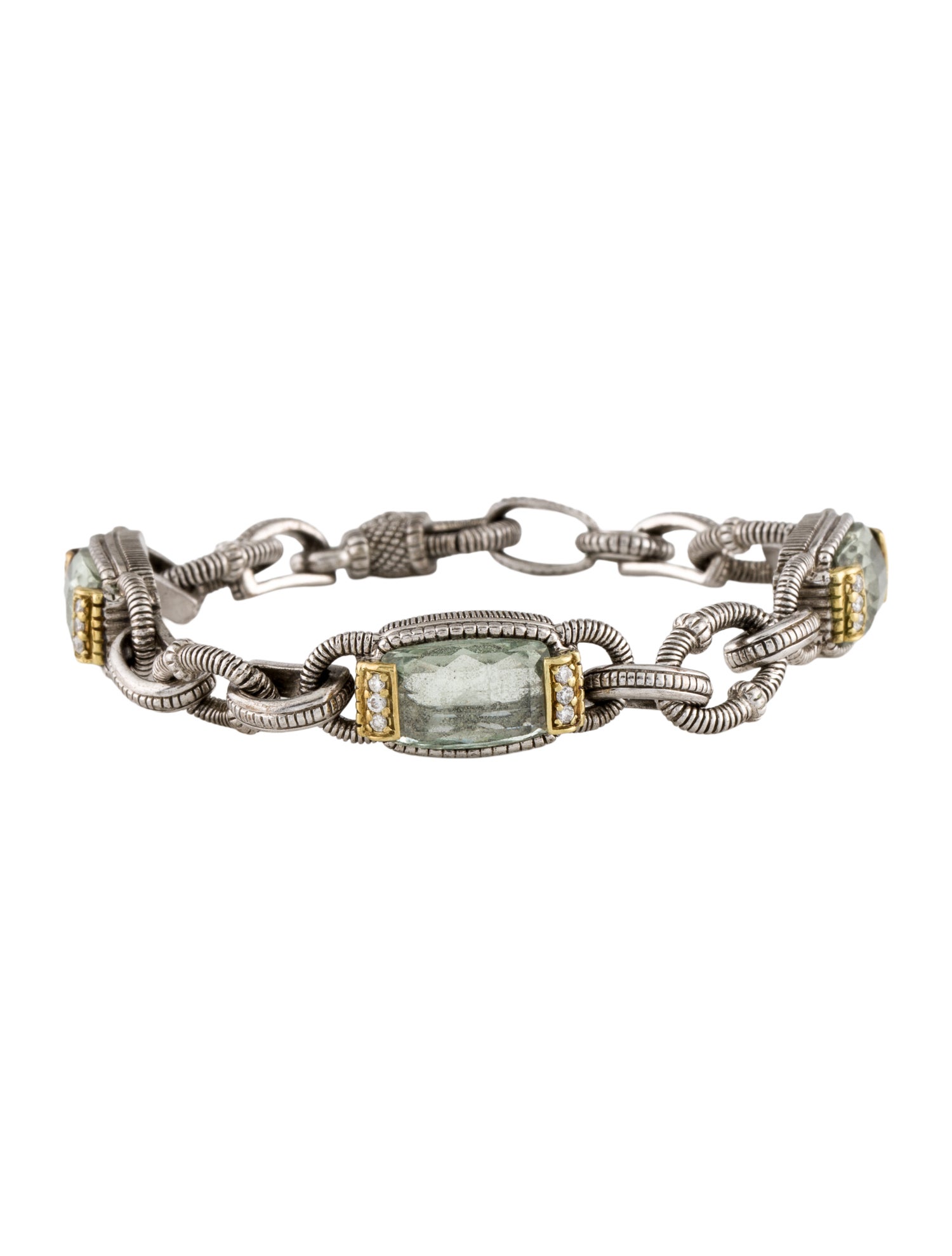 Judith Ripka Prasiolite & Diamond Station Bracelet