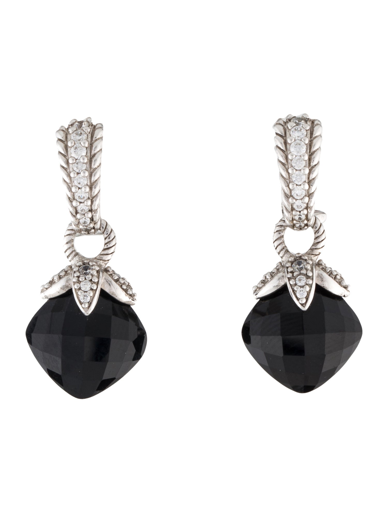 Judith Ripka Onyx & Cubic Zirconia Drop Earrings