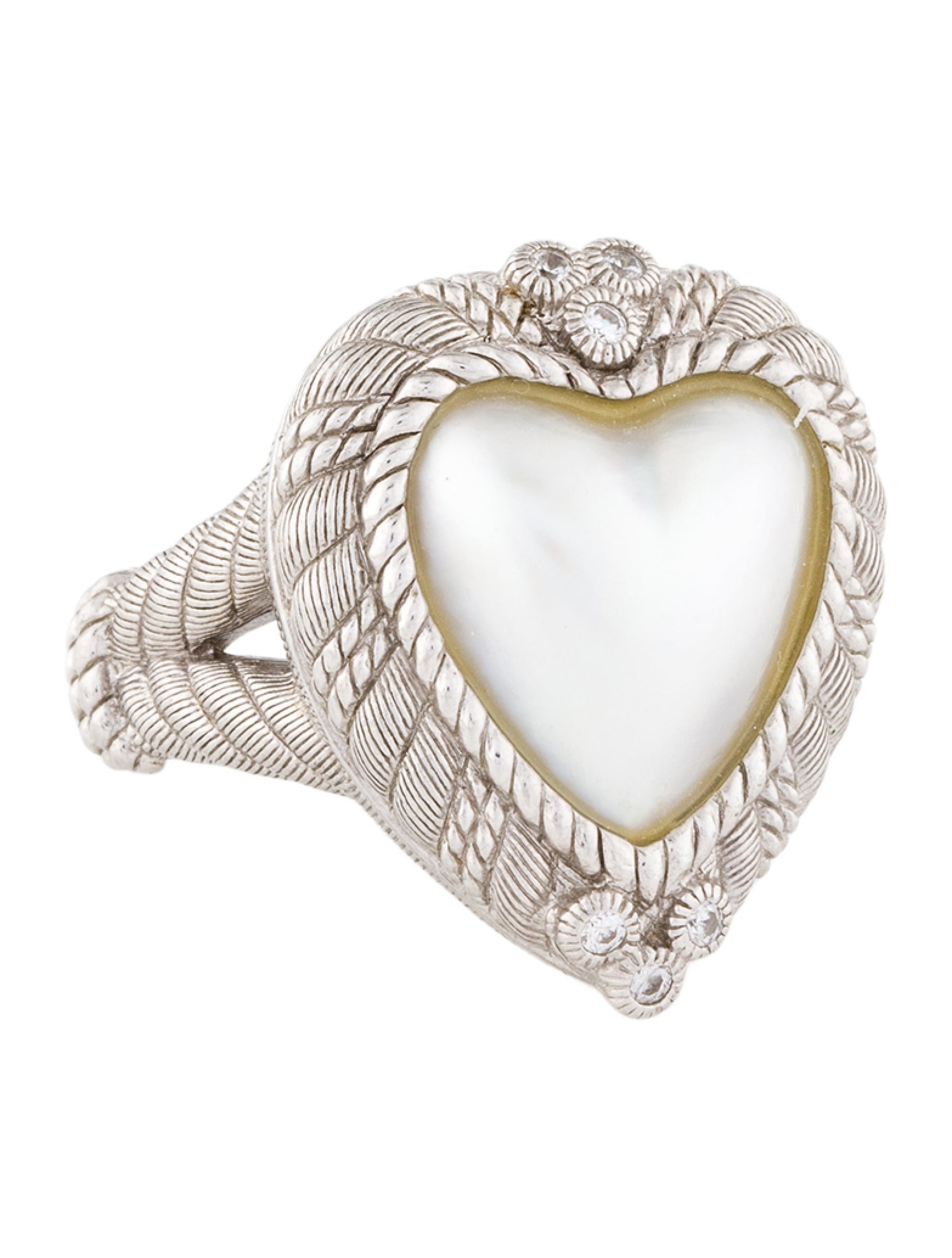 Judith Ripka Pearl & Cubic Zirconia Cocktail Ring