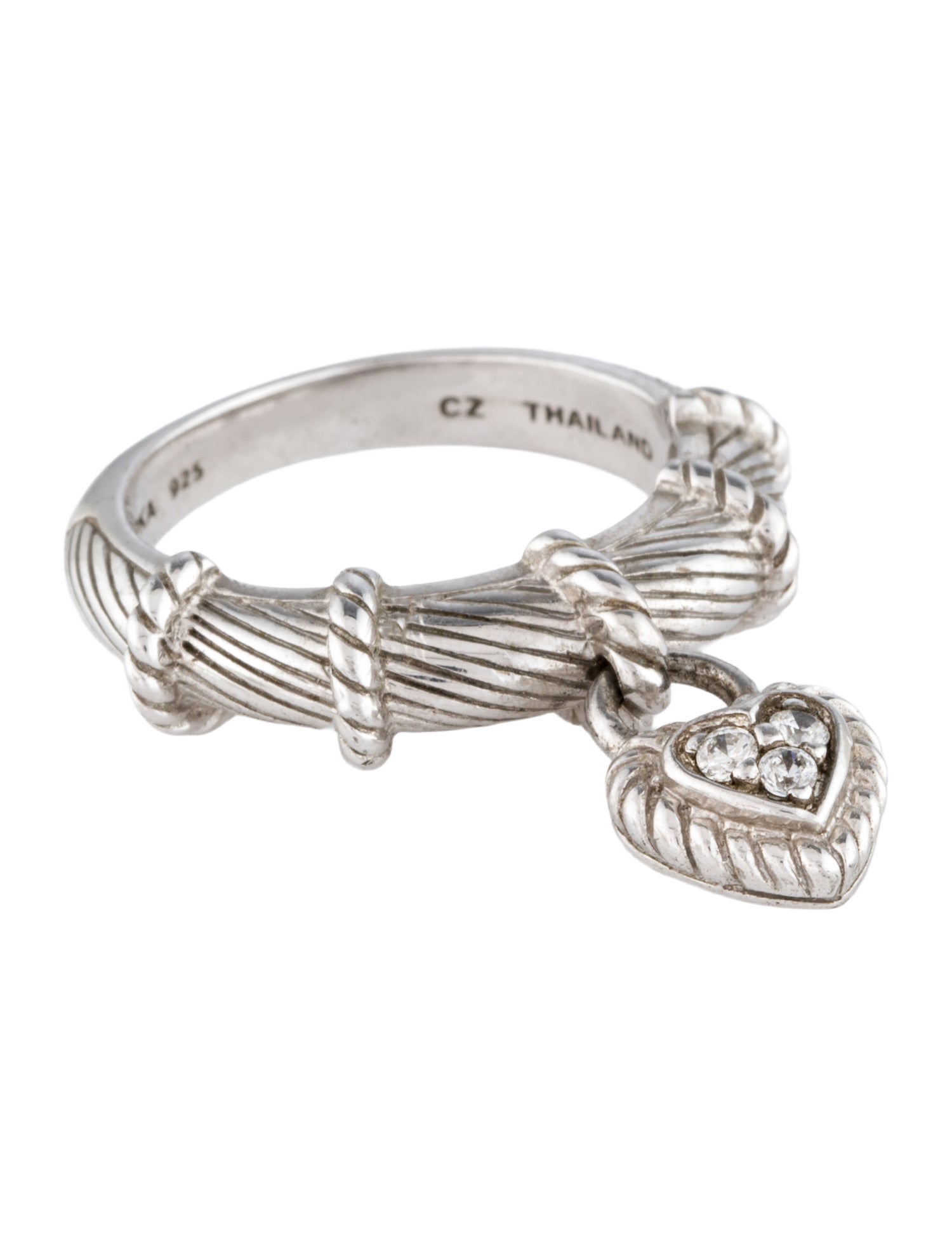 Judith Ripka Cubic Zirconia Heart Charm Ring