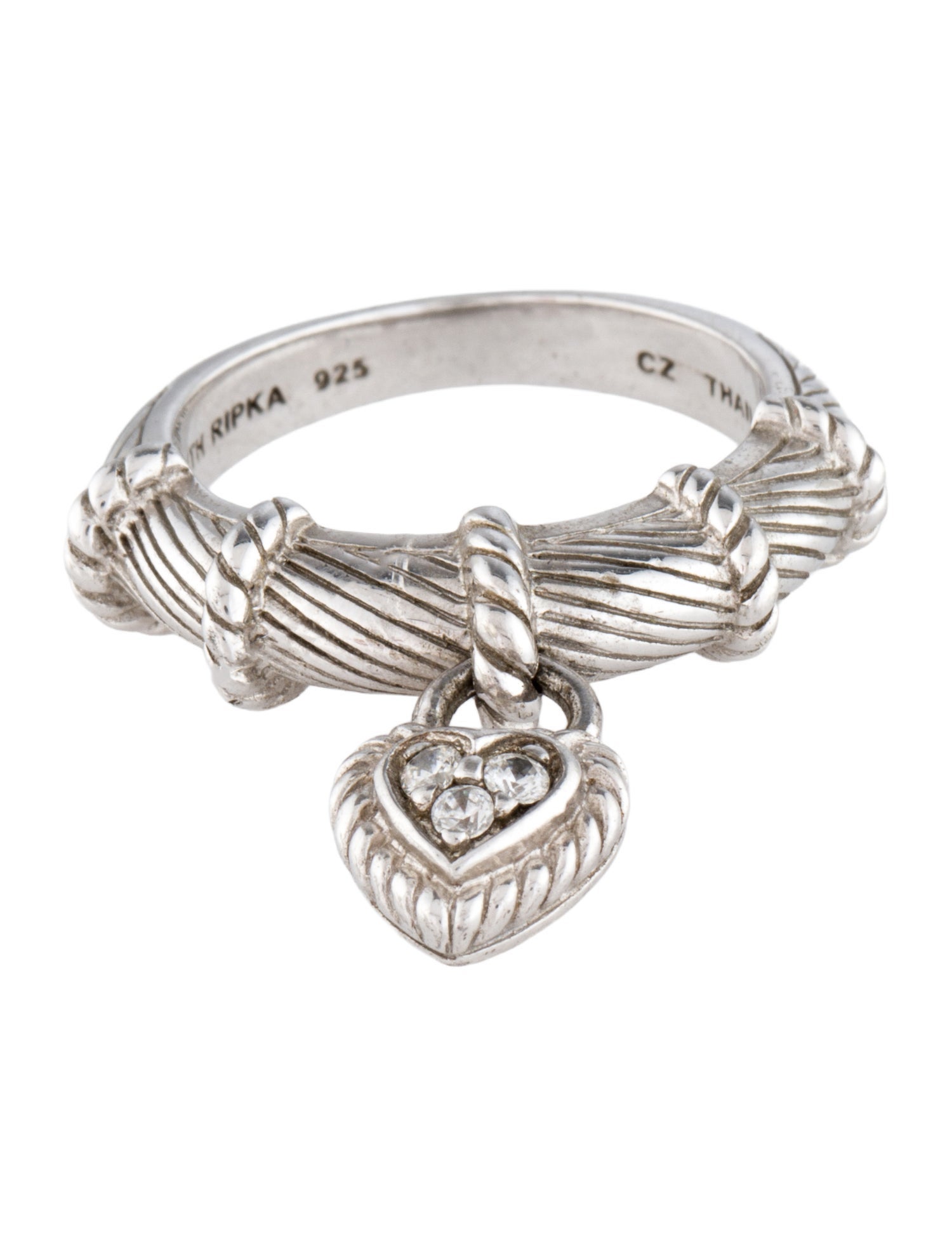 Judith Ripka Cubic Zirconia Heart Charm Ring