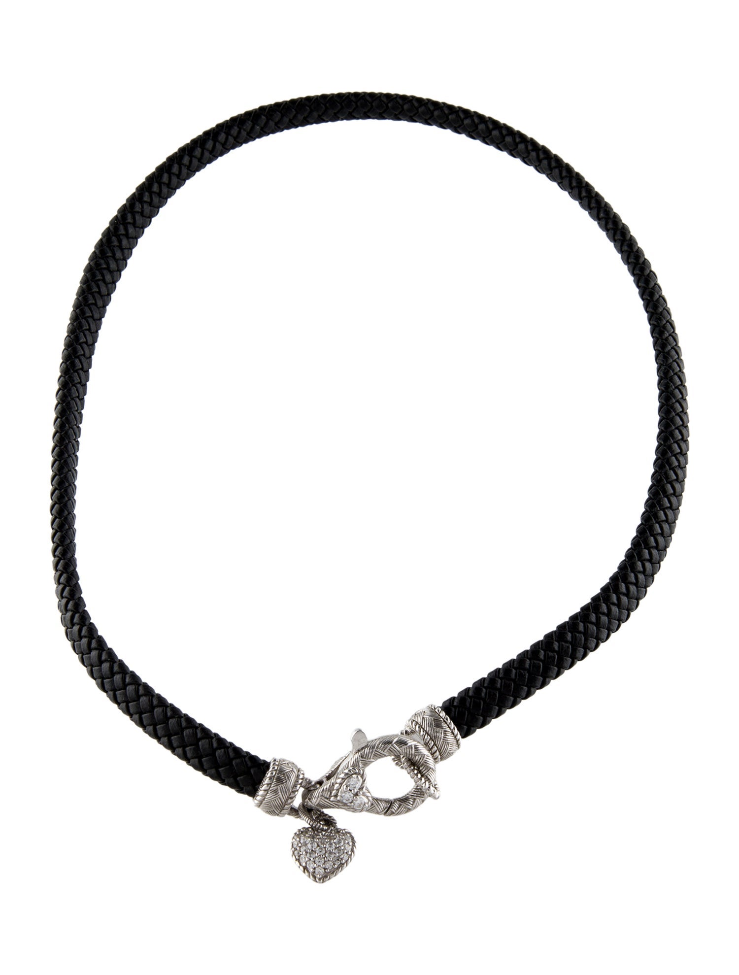 Judith Ripka Cubic Zirconia & Leather Necklace