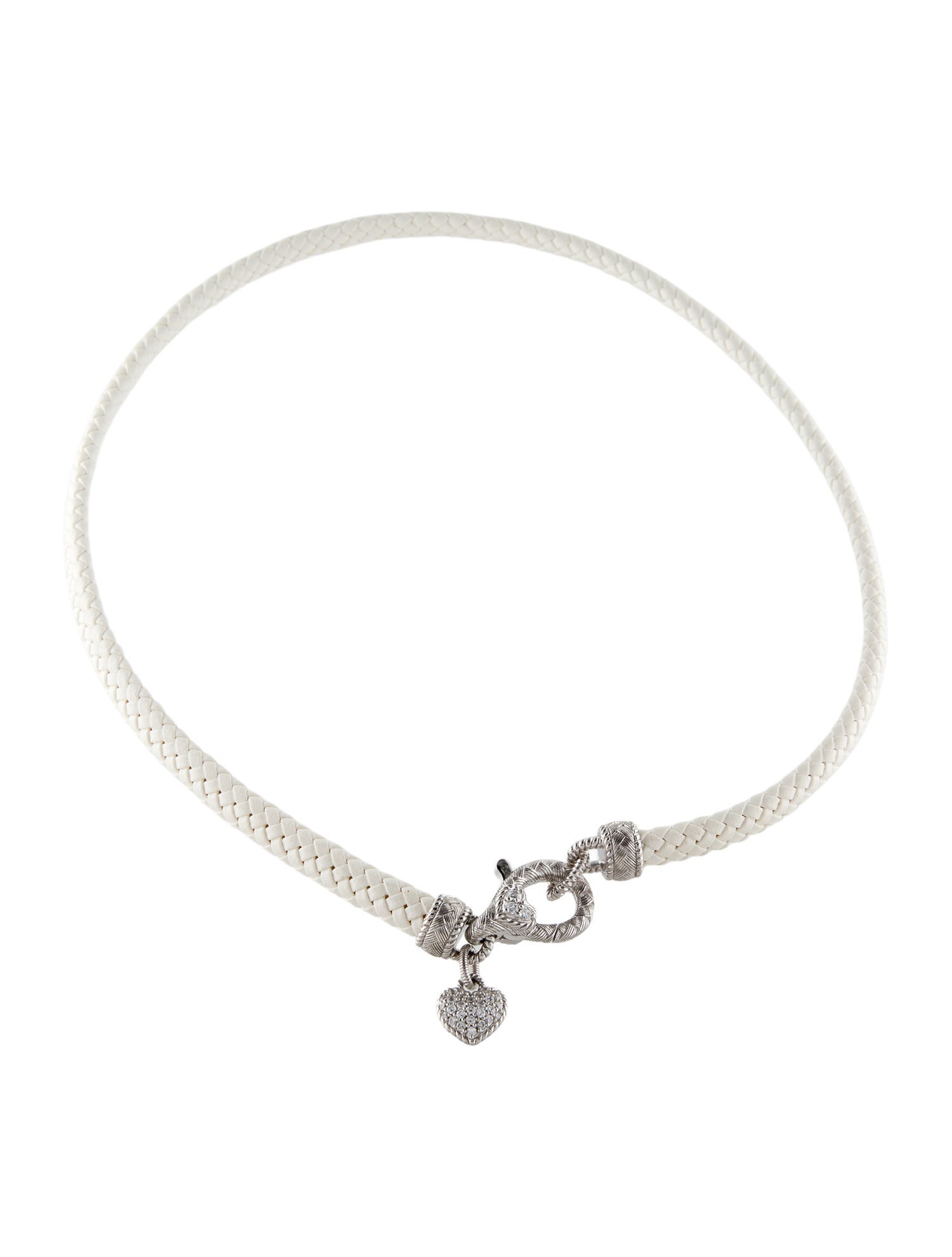 Judith Ripka Cubic Zirconia & Leather Necklace