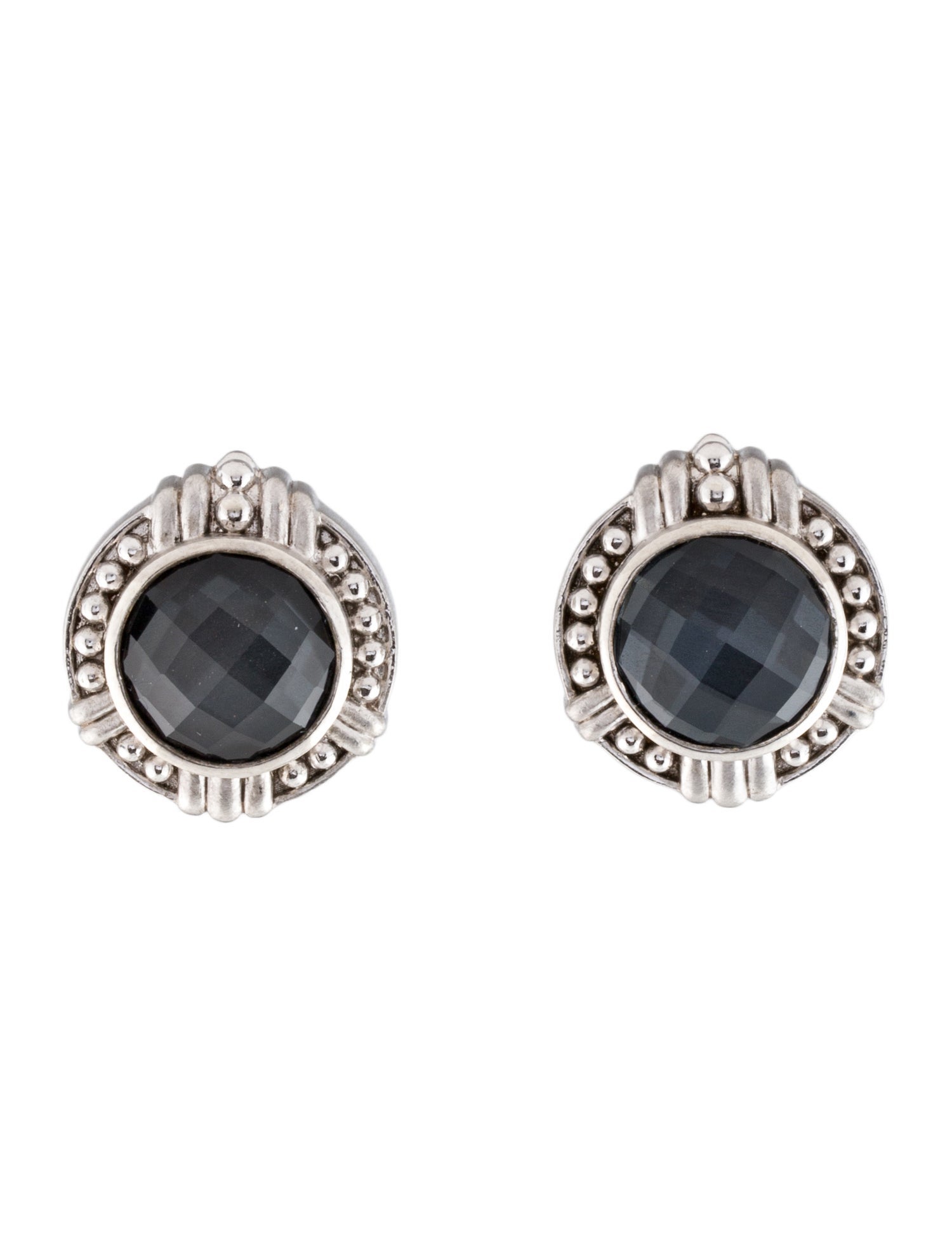Judith Ripka Hematine & Quartz Doublet Earclip Earrings