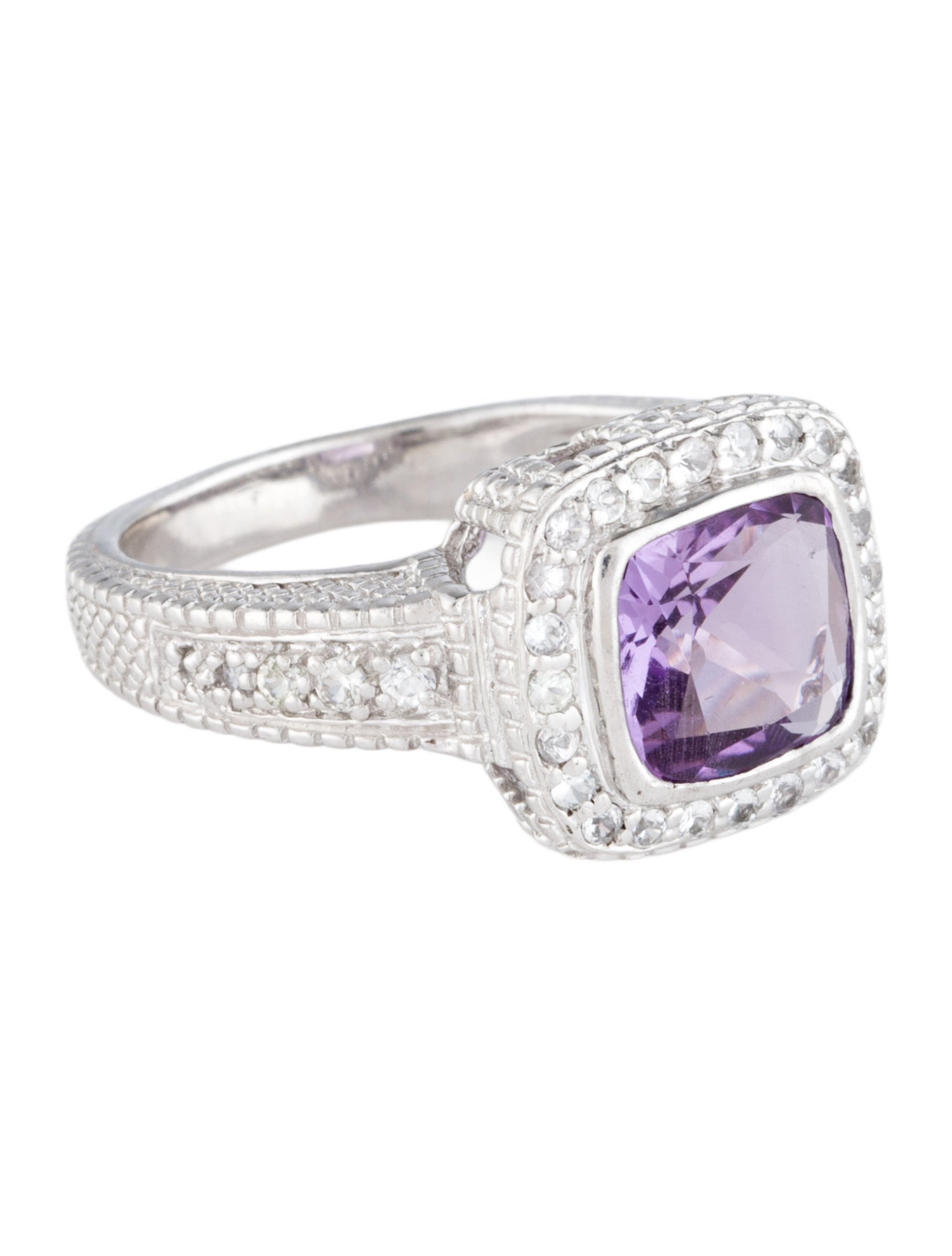 Judith Ripka Amethyst & Sapphire Cocktail Ring