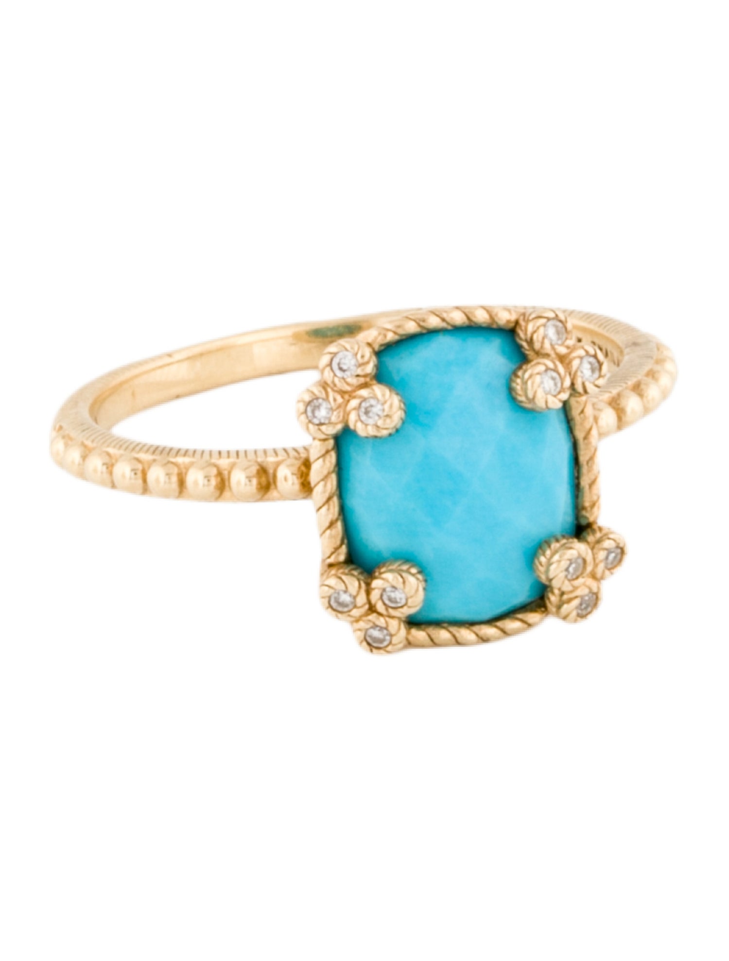 Judith Ripka 14K Turquoise & Diamond Cocktail Ring