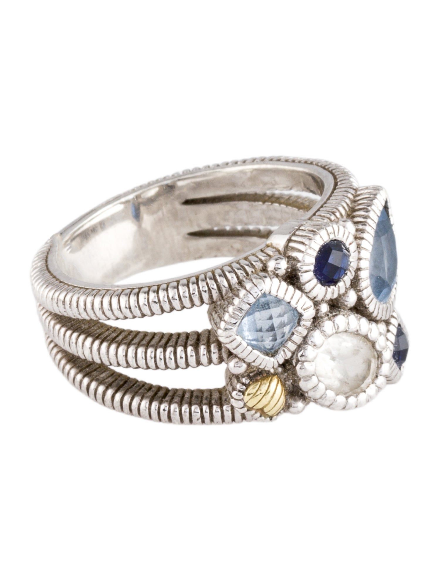 Judith Ripka Quartz & Synthetic Sapphire Three-Row Band