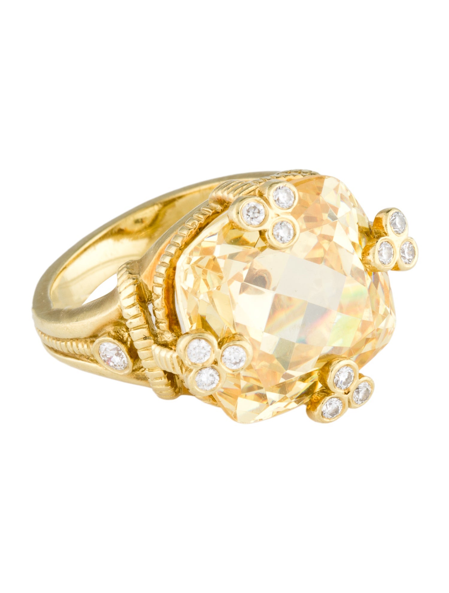 Judith Ripka 18K Diamond & Canary Crystal Olivia Ring