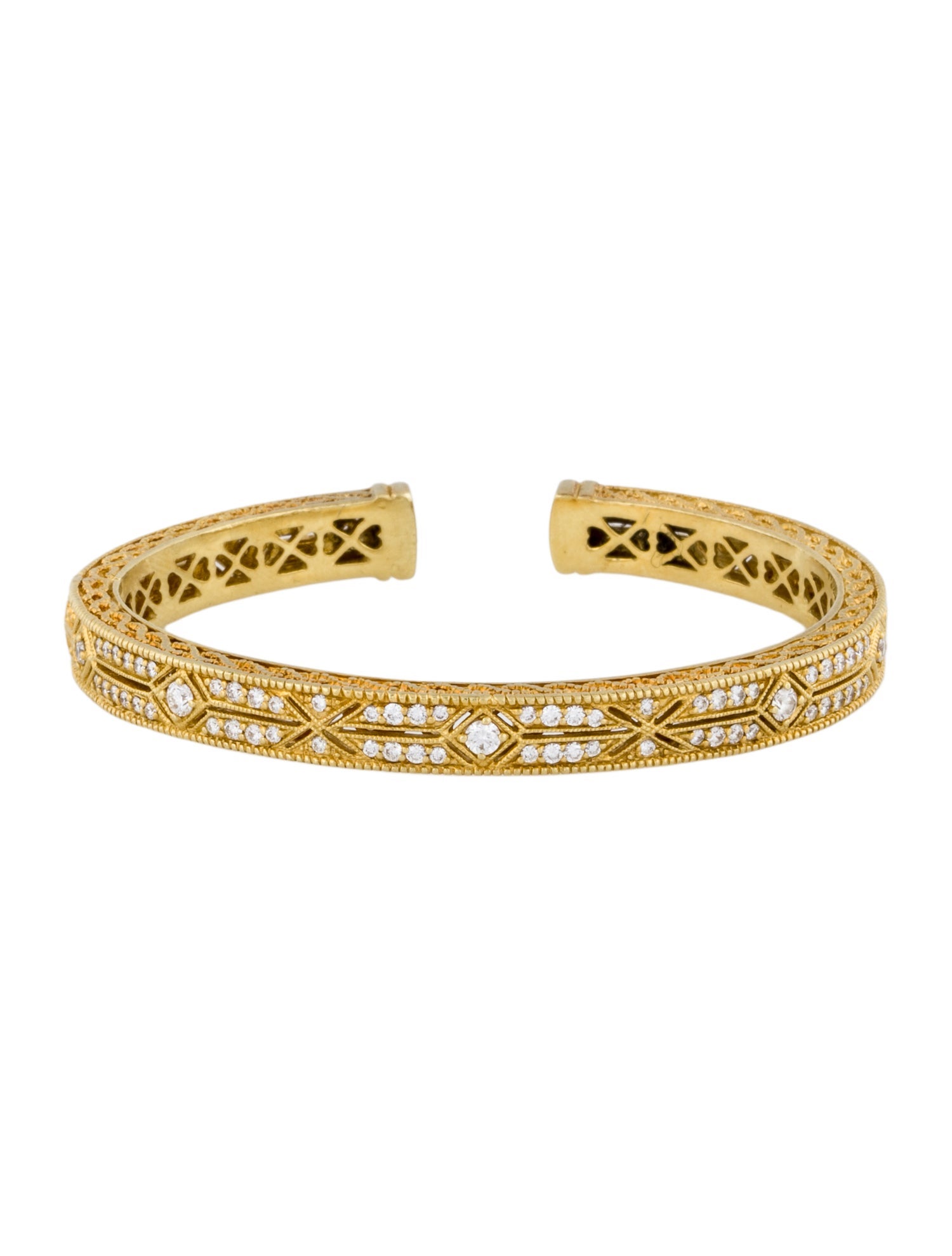 Judith Ripka 18K Diamond Hinged Cuff Bracelet