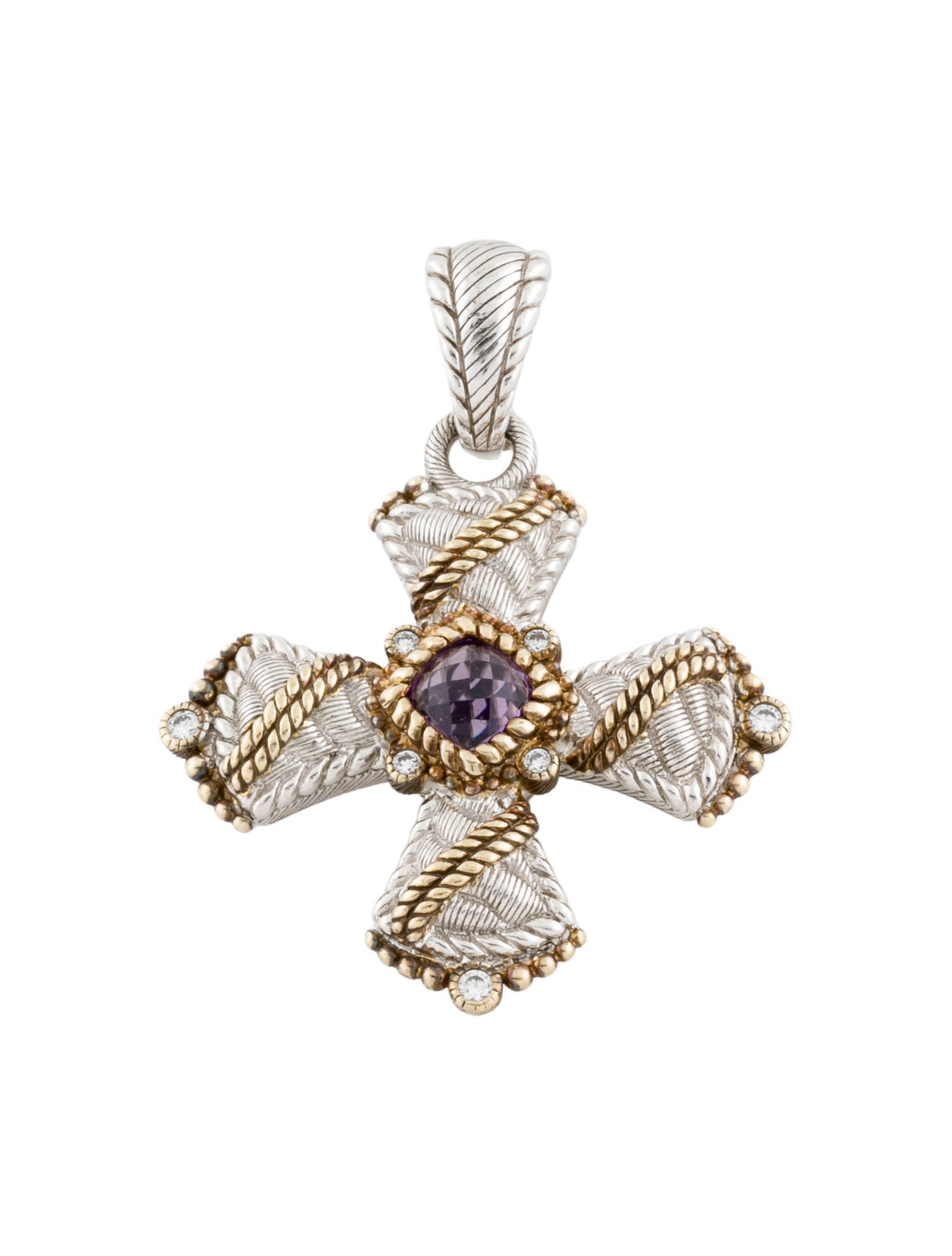 Judith Ripka Amethyst & Cubic Zirconia Cross Enhancer Pendant