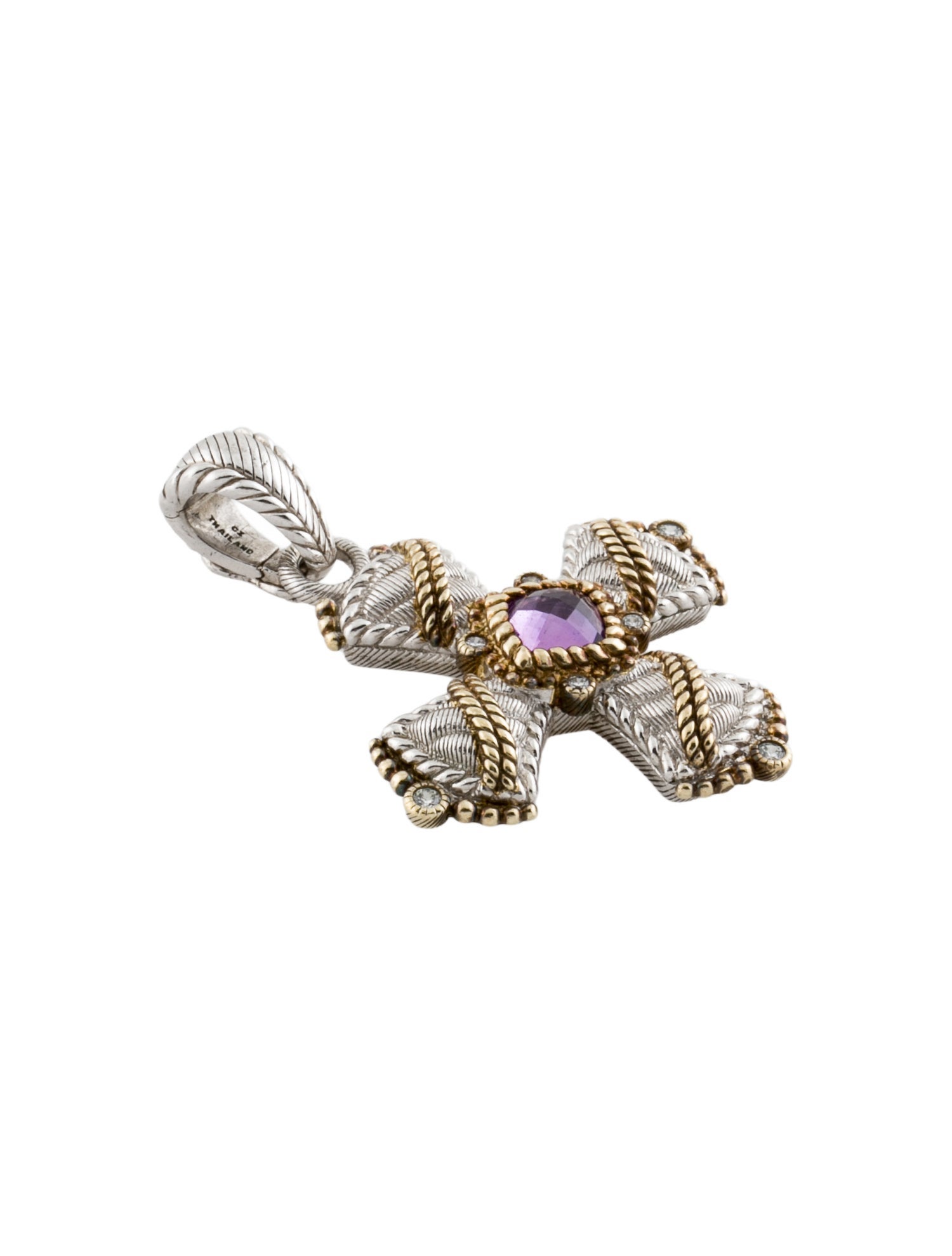 Judith Ripka Amethyst & Cubic Zirconia Cross Enhancer Pendant