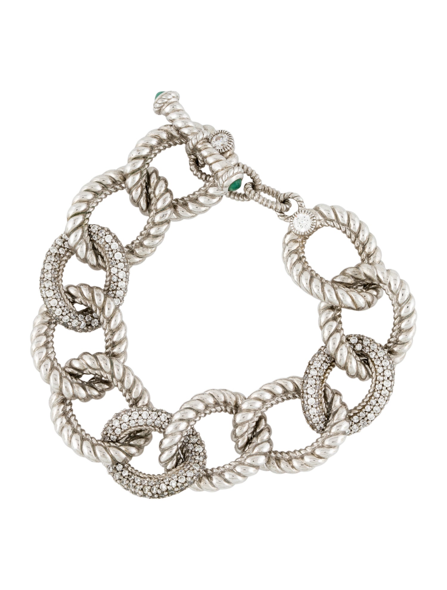 Judith Ripka Emerald & Cubic Zirconia Link Bracelet