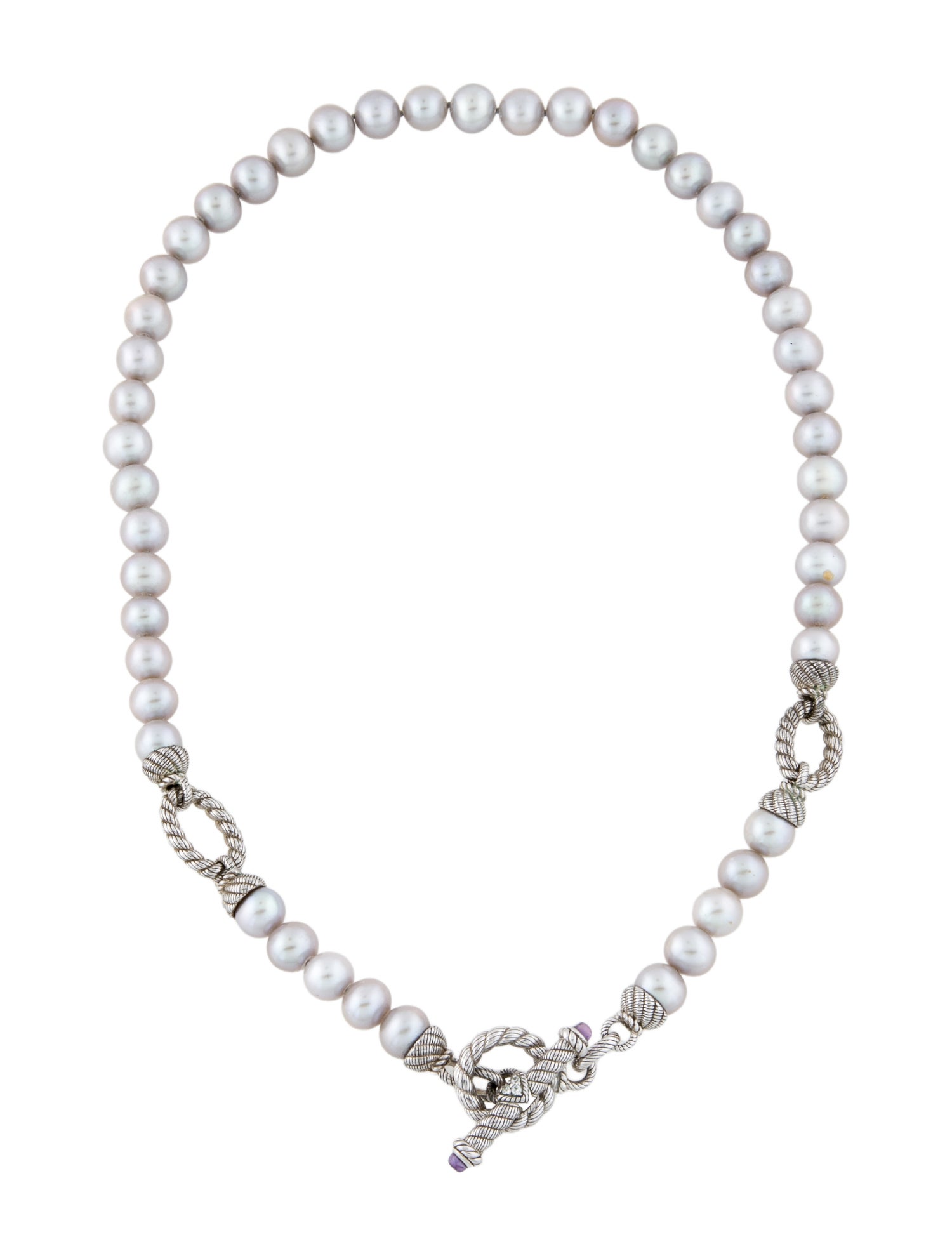 Judith Ripka Pearl, Amethyst & Cubic Zirconia Toggle Necklace