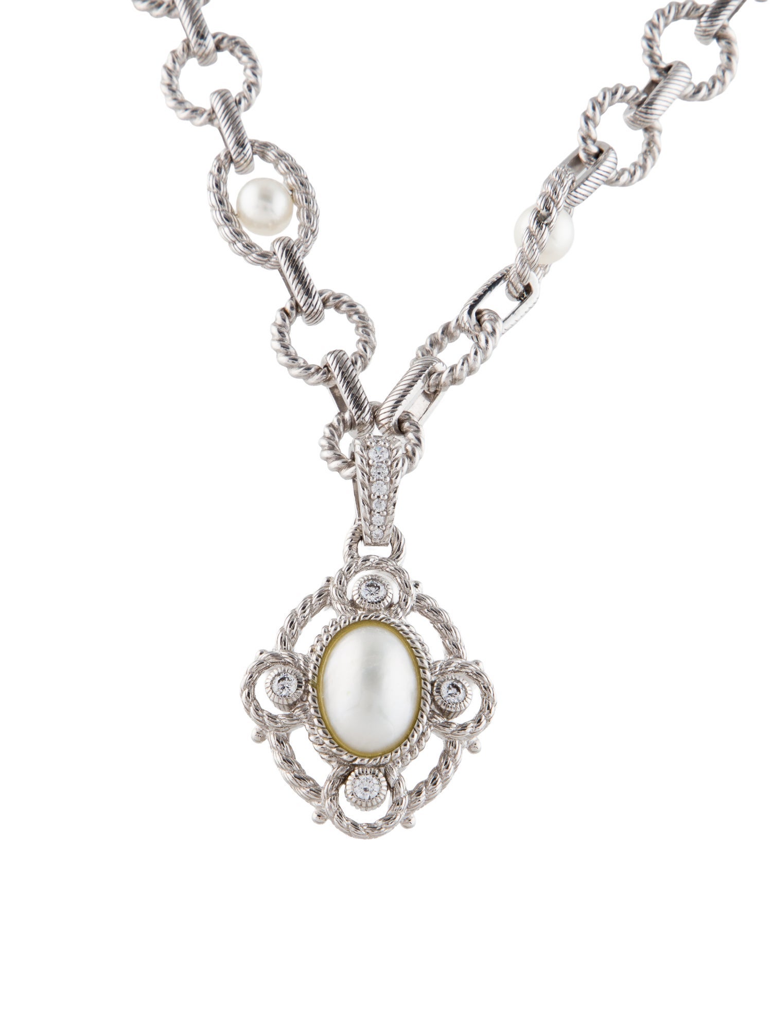 Judith Ripka Pearl & Cubic Zirconia Pendant Necklace