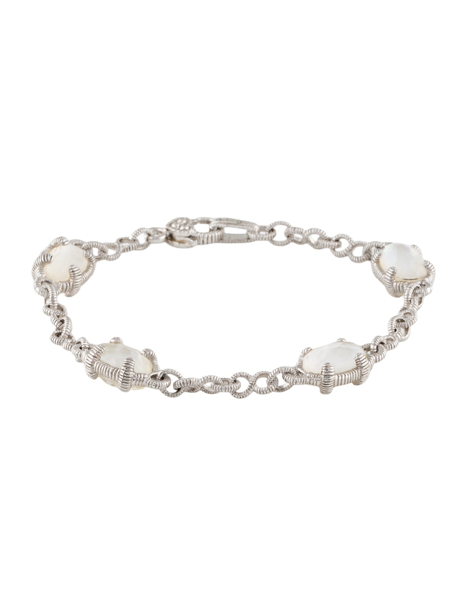 Judith Ripka Mother of Pearl & Quartz Triplet Station Bracelet