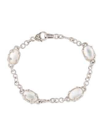 Judith Ripka Mother of Pearl & Quartz Triplet Station Bracelet