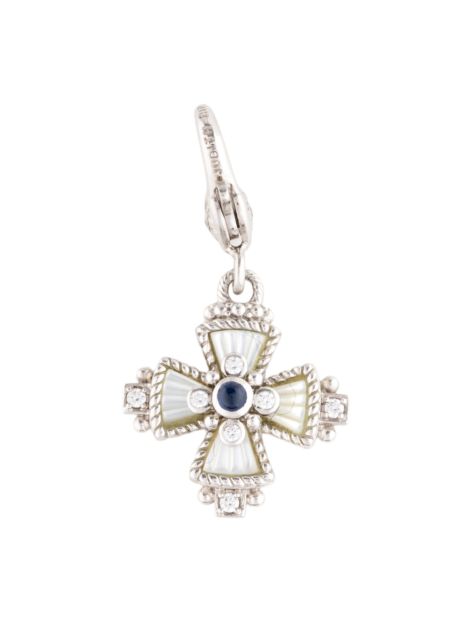 Judith Ripka Dyed Mother Of Pearl, Cubic Zirconia & Sapphire Maltese Cross Charm