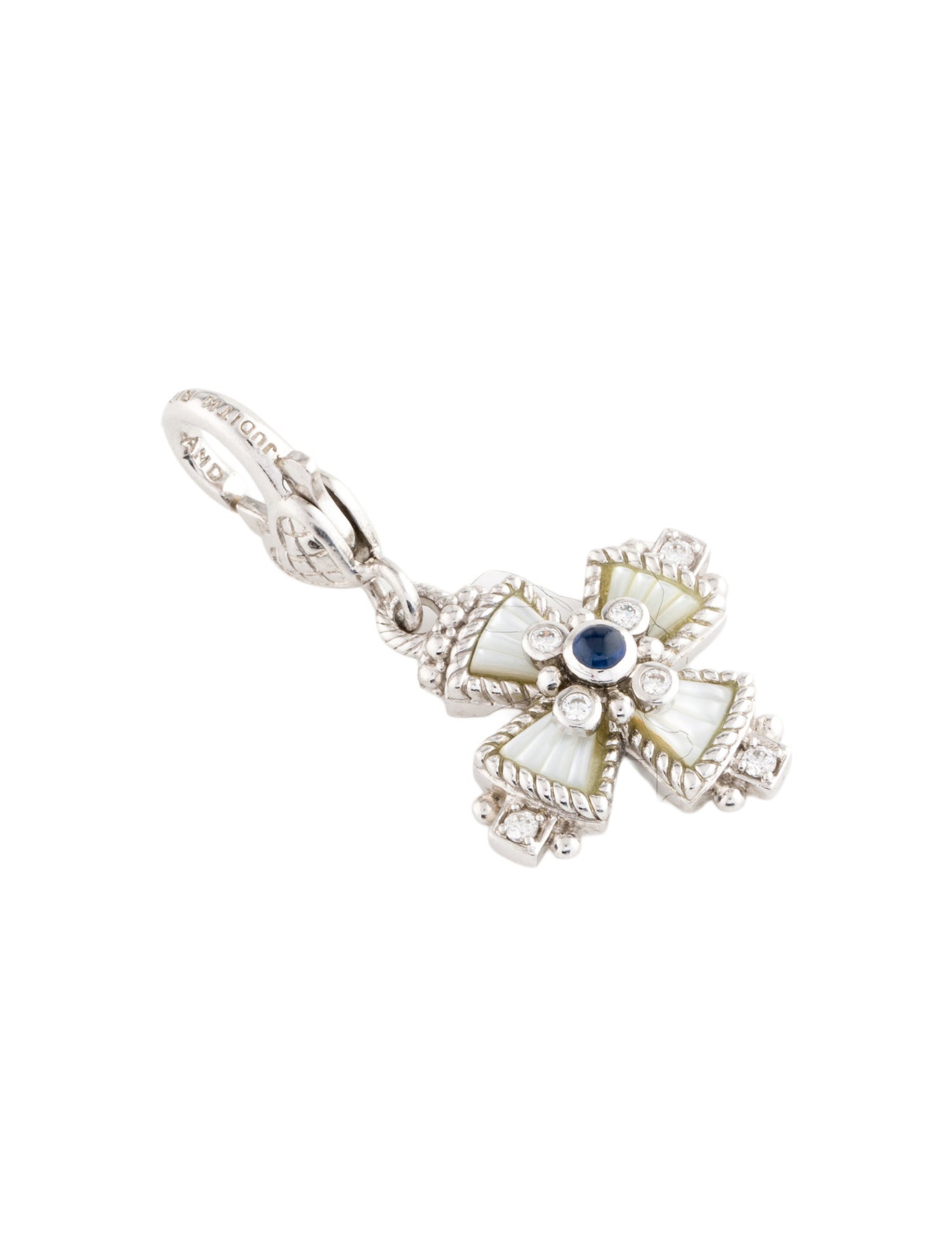 Judith Ripka Dyed Mother Of Pearl, Cubic Zirconia & Sapphire Maltese Cross Charm